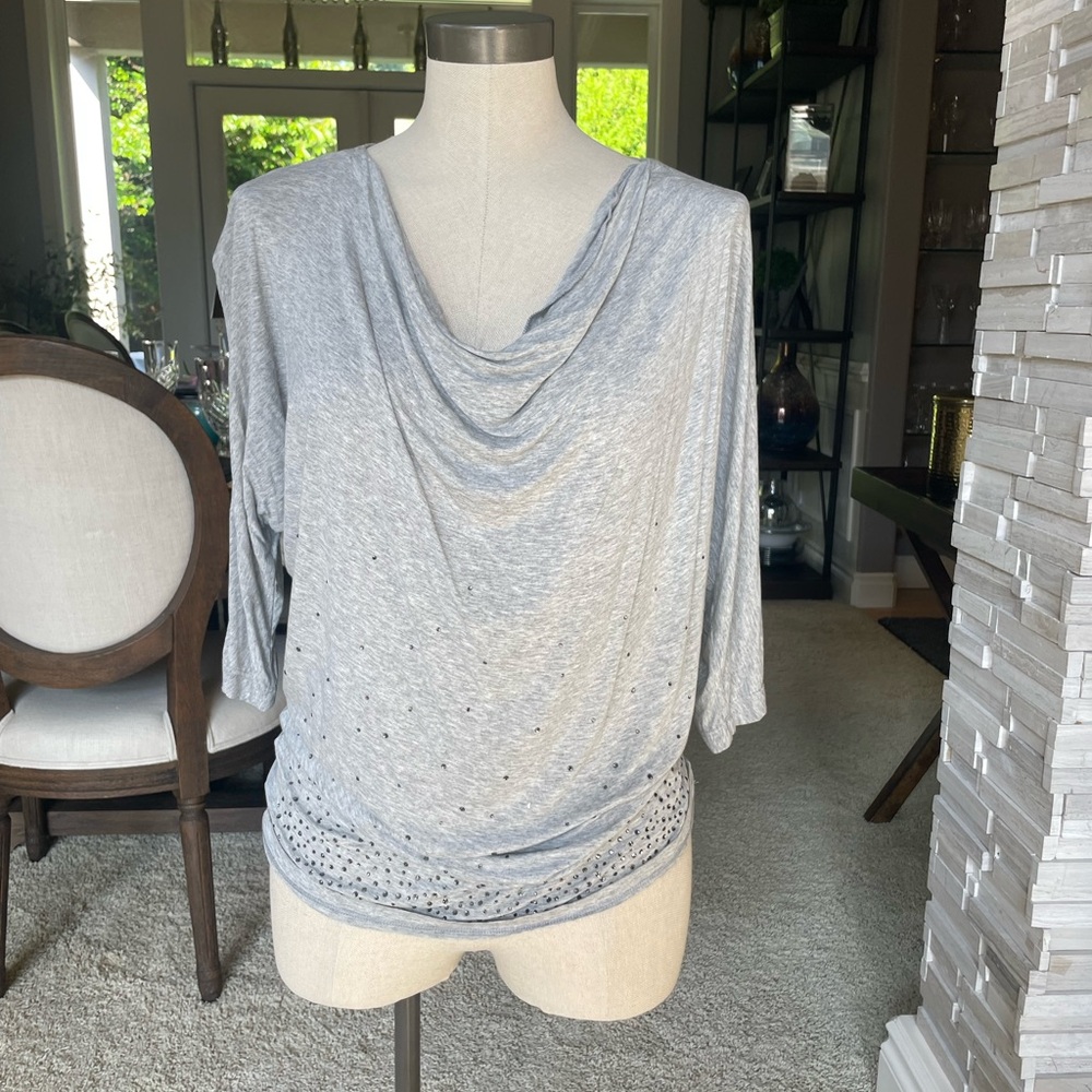 Michael Stars Gray Drape Neck Blouse